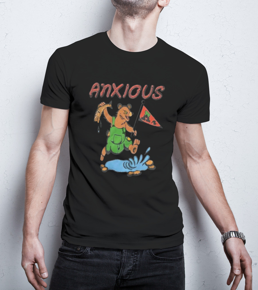Anxious Bear With Flag And Fish Australia T-Shirt