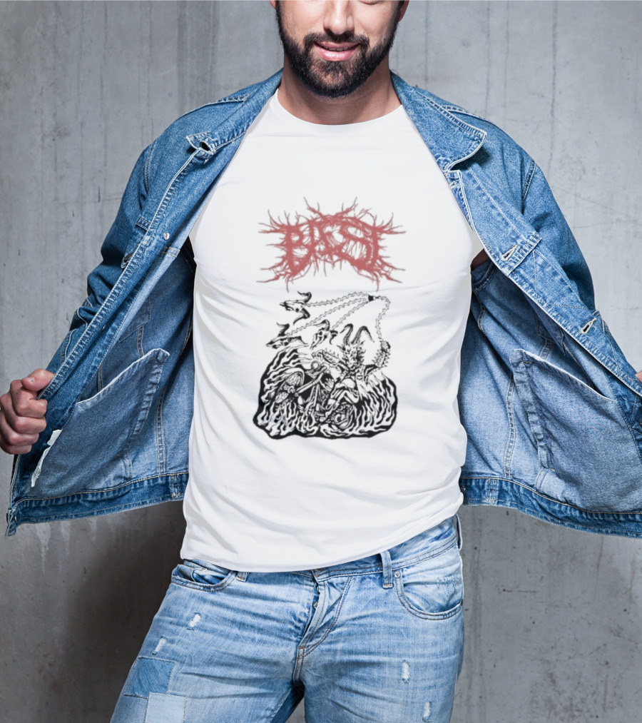BAEST Biker Goat Rider Chains And Flames T-Shirt
