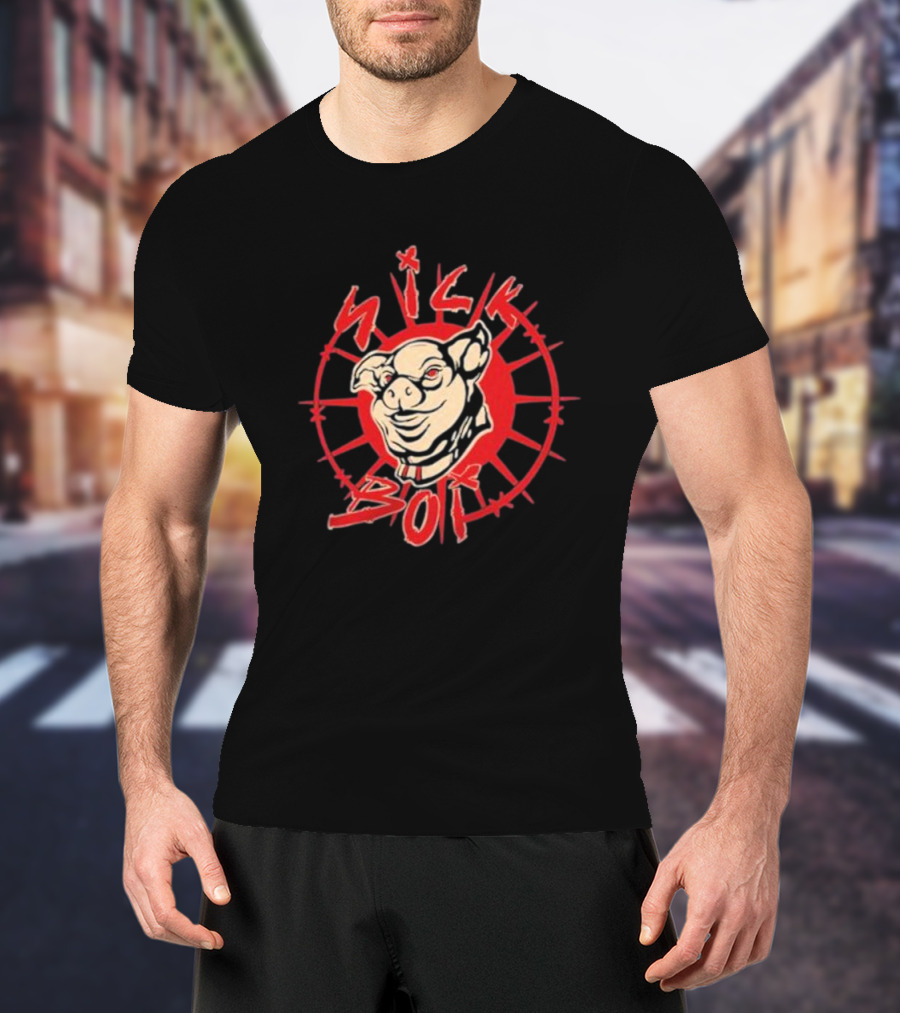 Sick Boy Pig Starburst Emblem T-Shirt