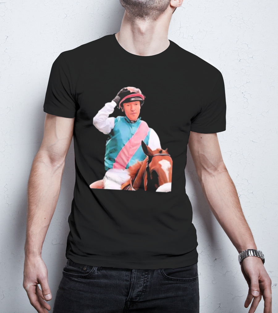 Frankie Dettori Cartoon Jockey Horse Racing Themed Image T-Shirt