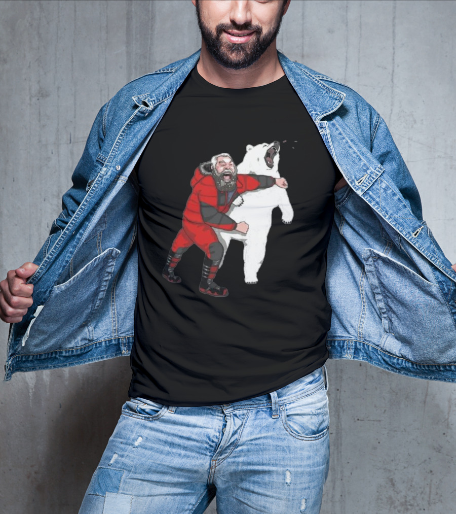 Blessed Bear Fighter Polar Punching Scene T-Shirt