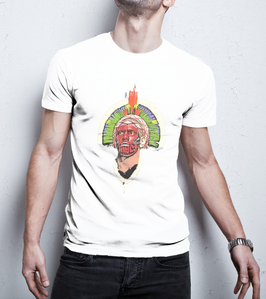 Quality Big Face Poatan Indigenous Headdress War Paint T-Shirt