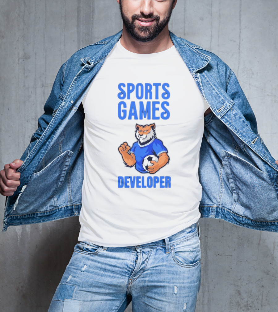 Sports Games Developer Tiger Holding Soccer Ball T-Shirt