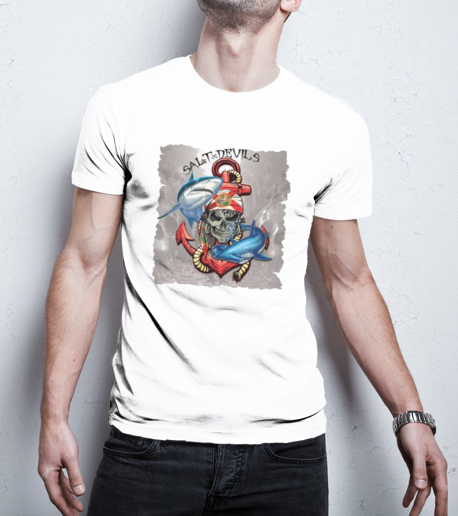 Salt Devils Pirate Skull Anchor Sharks T-Shirt