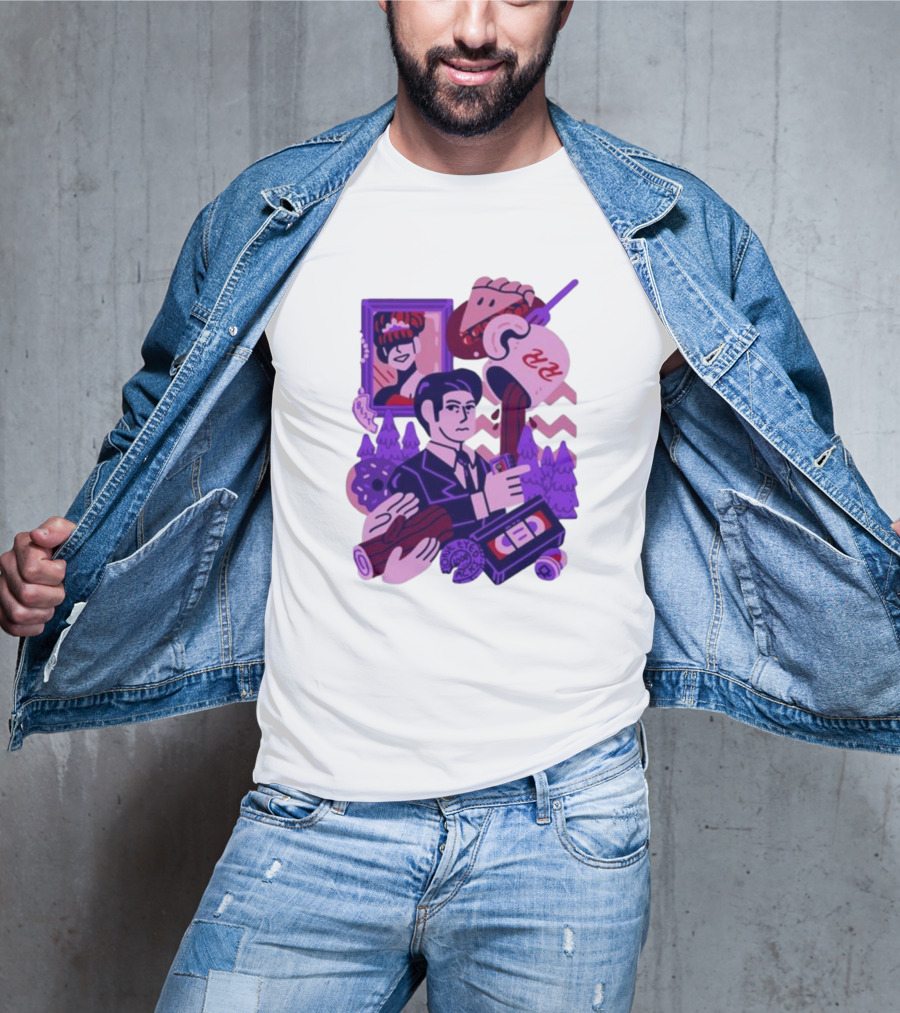 Theyetee Meanwhile Twin Peaks Agent Cooper Coffee Donuts Log VCR T-Shirt