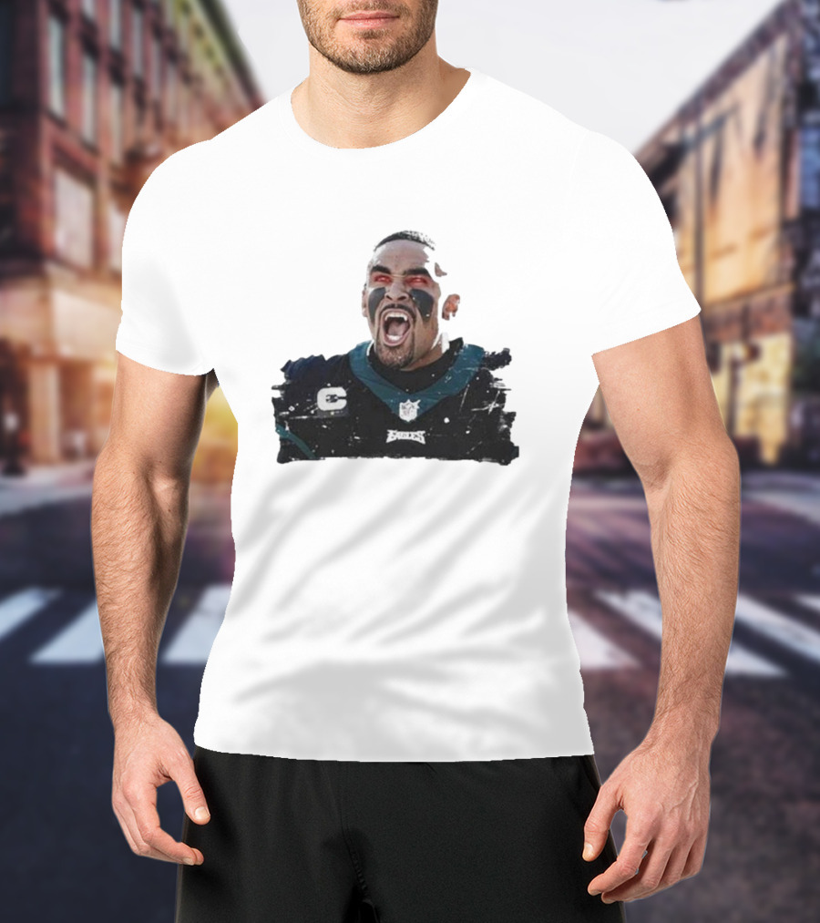 Quality Jalen Hurts Unleashed Fangs Out Eagles Football Action T-Shirt