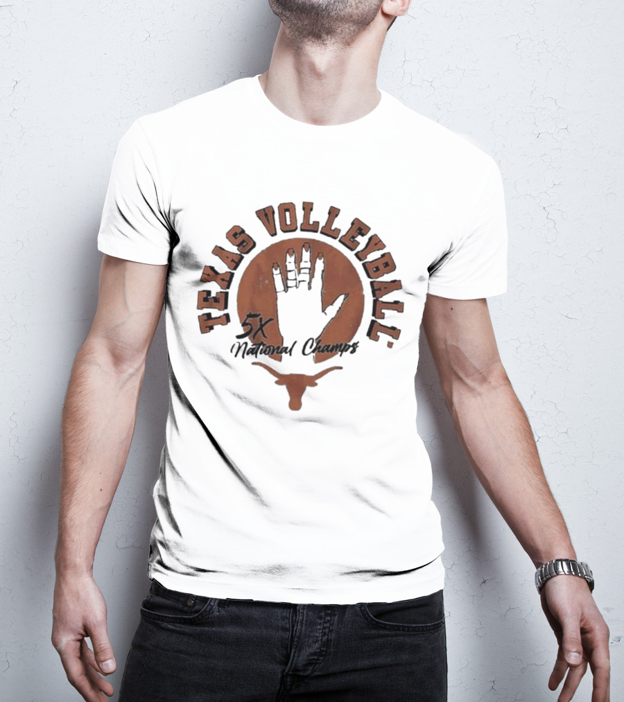 Texas Volleyball 5x National Champs Longhorn Handprint T-Shirt