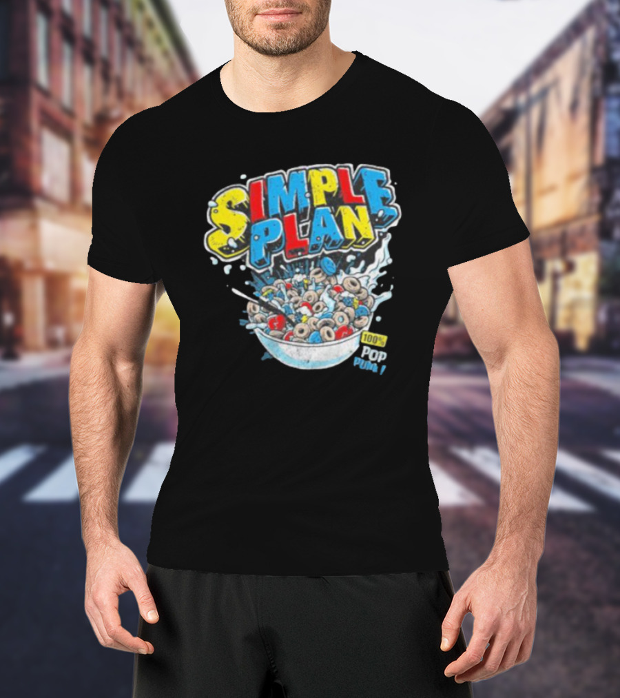 Simple Plan Pop Punk Cereal Bowl Explosion 100% T-Shirt