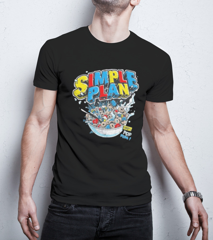 Simple Plan Pop Punk Cereal Bowl Explosion 100% T-Shirt