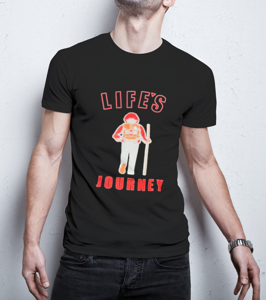 LIFE'S JOURNEY Hiker With Walking Stick T-Shirt