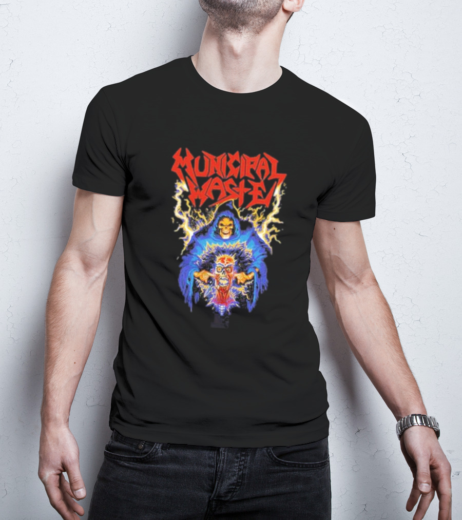 Municipal Waste Wet Willy Grim Reaper Electric Skull T-Shirt