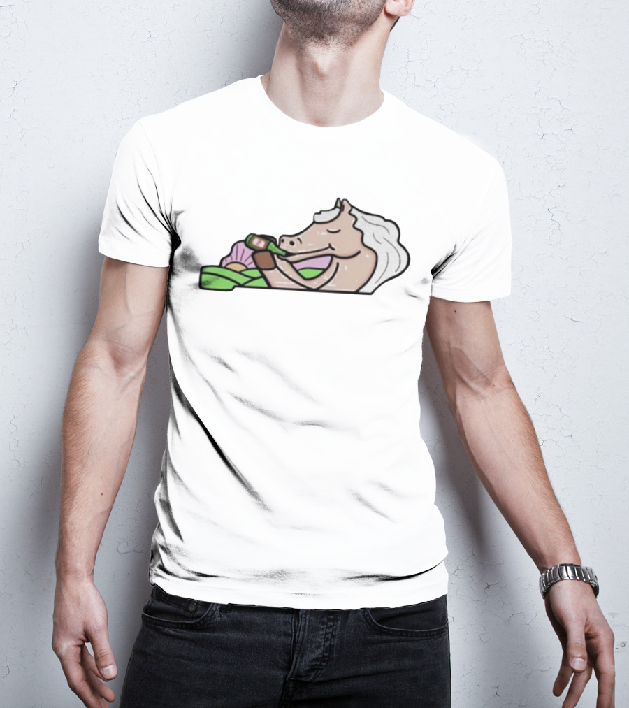 Strange Planet Kentucky Horse Relaxing With Drink T-Shirt