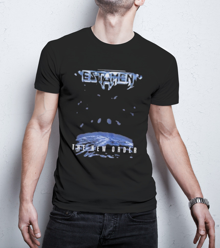 Testament The New Order Album Cover Art Blue Earth And Liquid Drops T-Shirt