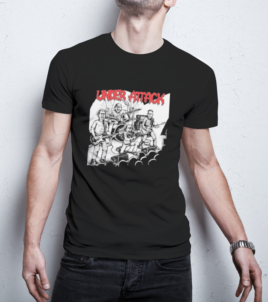 Under Attack Live Cartoon Band Performance Scene T-Shirt