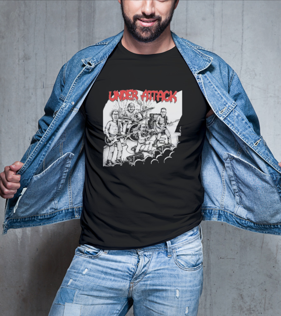 Under Attack Live Cartoon Band Performance Scene T-Shirt
