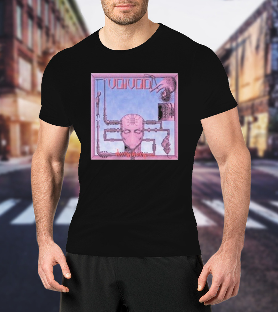 Voivod Nothingface Album Art With Cybernetic Face And Mechanical Elements T-Shirt
