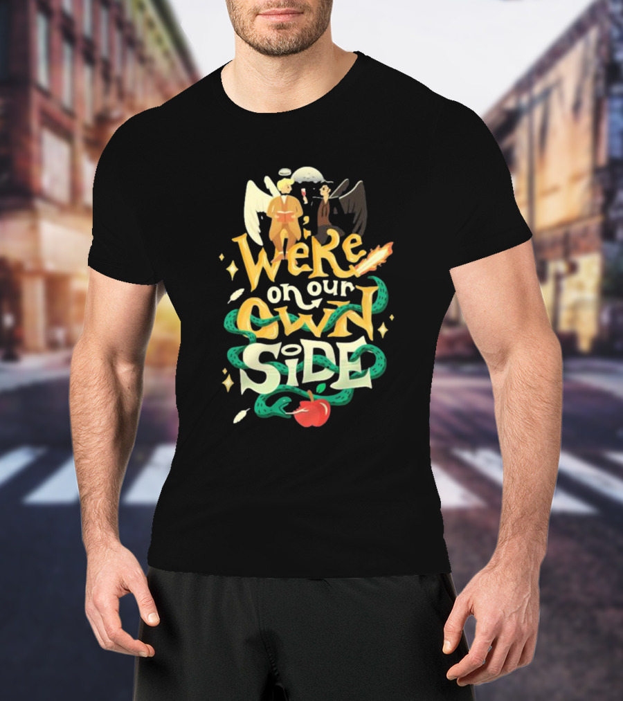 We're On Our Own Side Angel Demon Apple Serpent T-Shirt