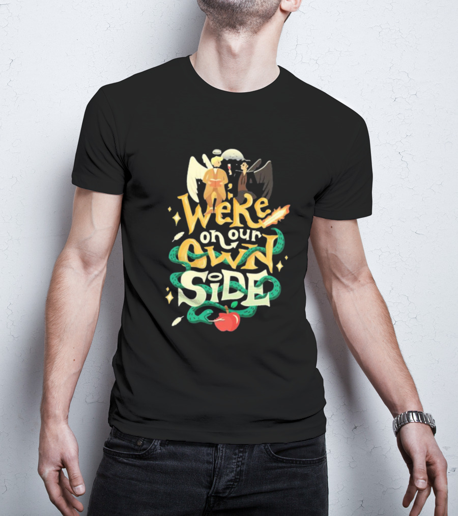 We're On Our Own Side Angel Demon Apple Serpent T-Shirt