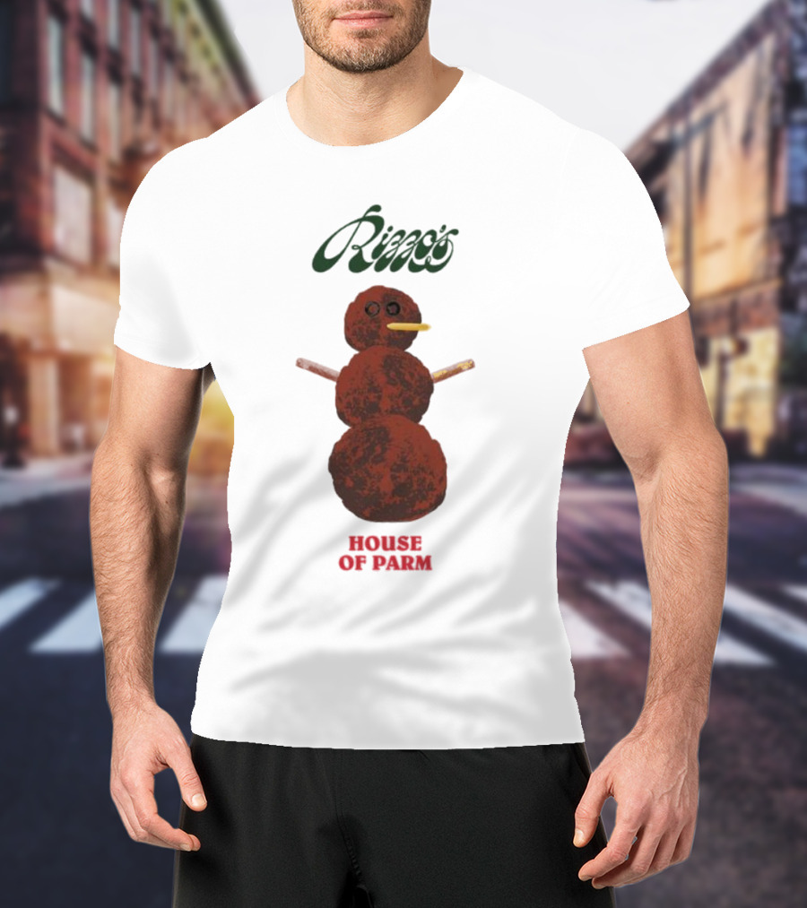 Rizzo’s Meatballman House Of Parm Snowman Meatball Sculpture T-Shirt