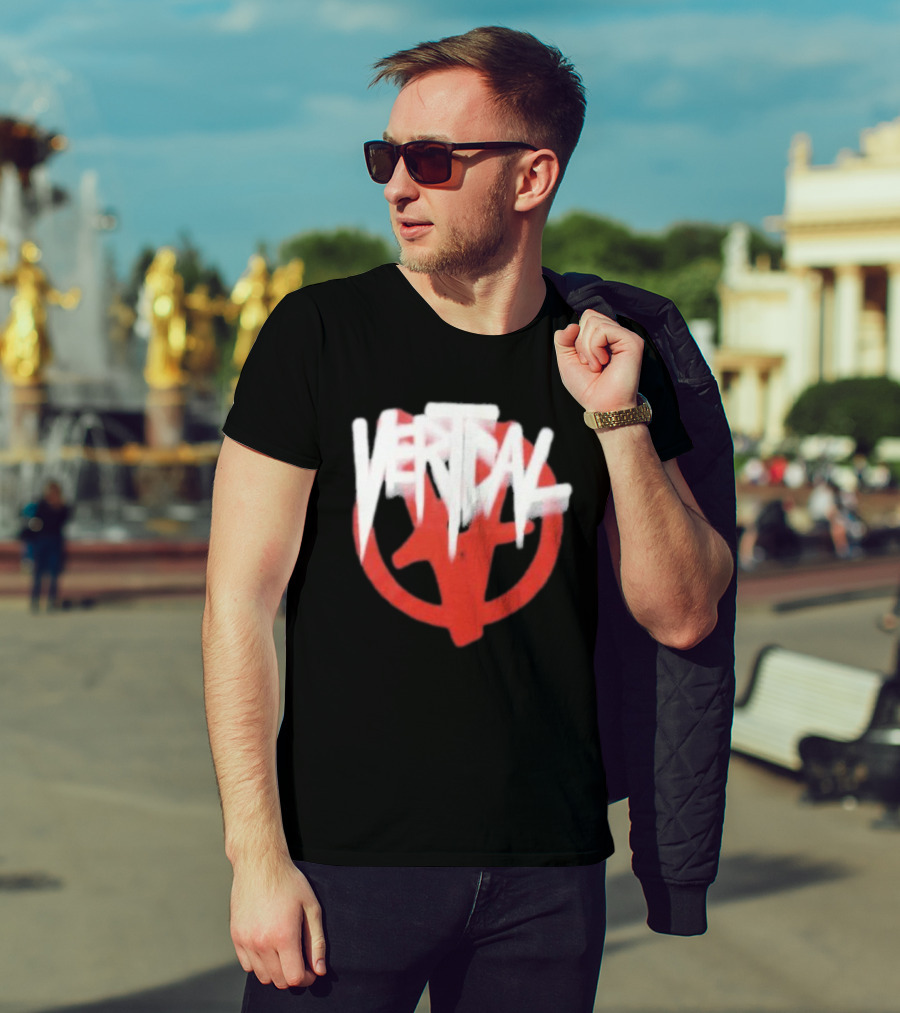 Verticalgoods Kaos Vertical Symbol In Red And White T-Shirt