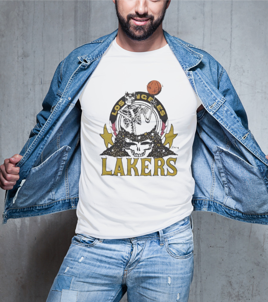 Los Angeles Lakers Grateful Dead Basketball Skull T-Shirt