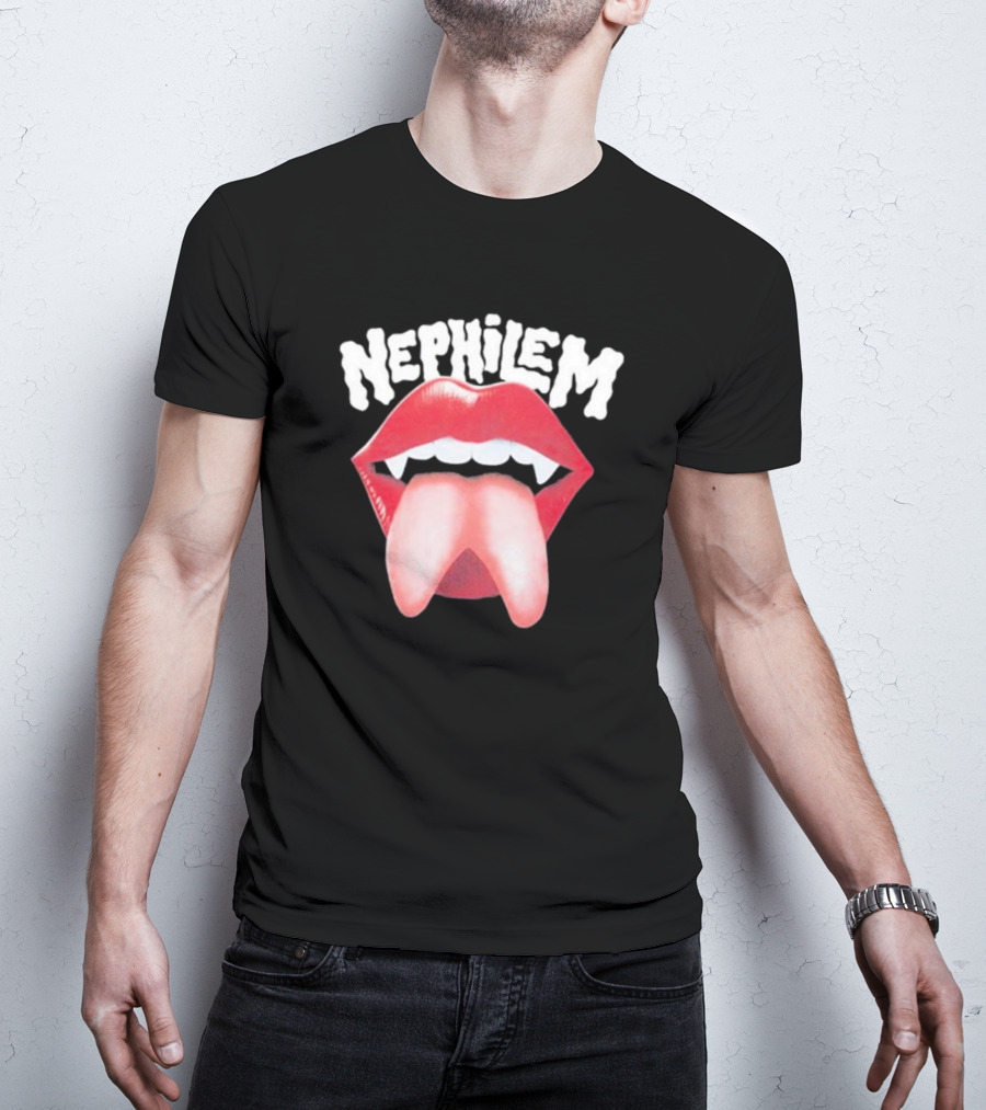 Nephilem Vampire Lips With Fangs And Extended Tongue T-Shirt