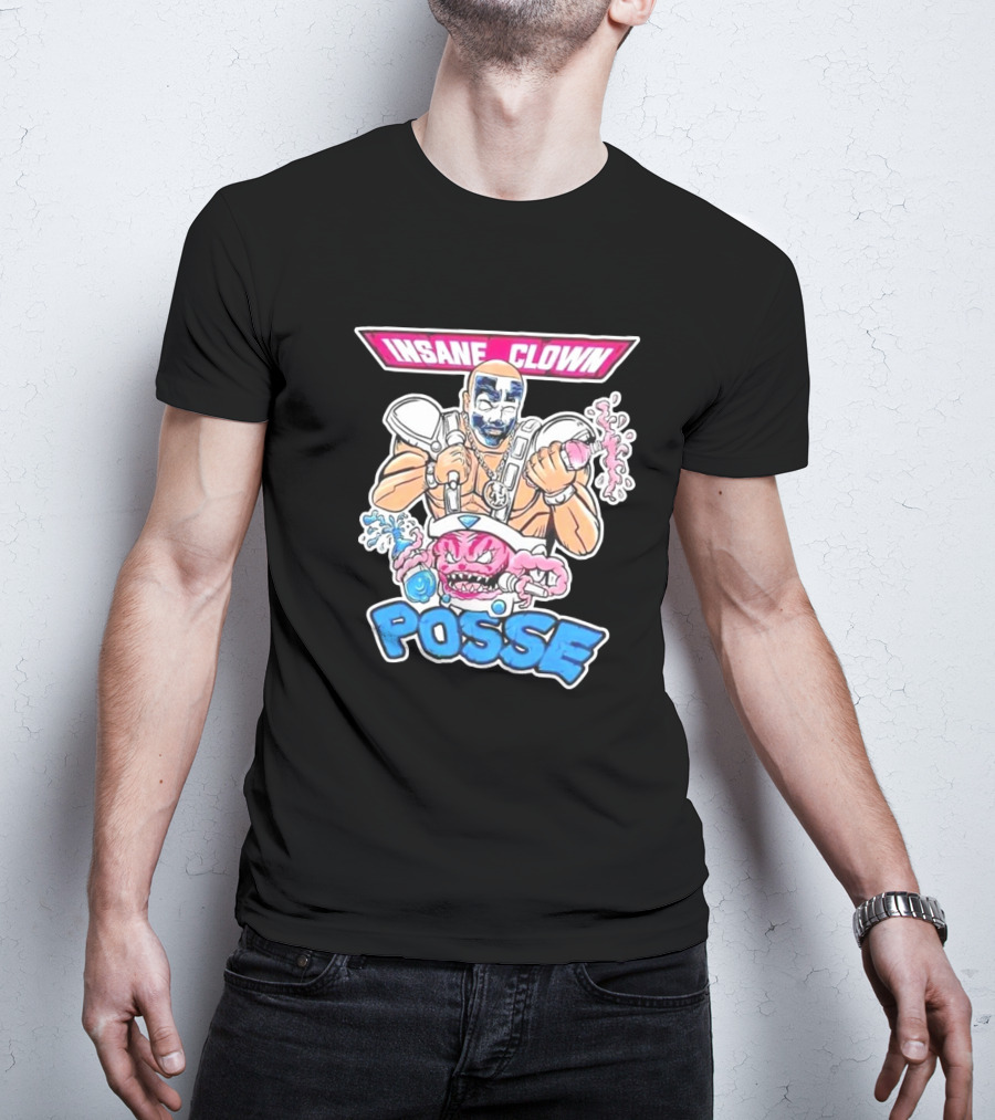 Insane Clown Posse Warrior With Pink Monster And Chainsaw T-Shirt