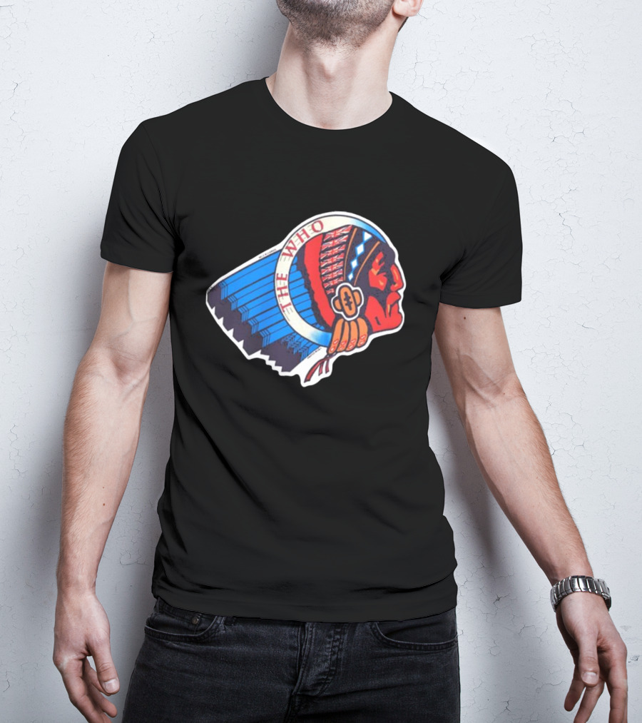 Rare The Who 1976 Vintage Logo Native American Headdress T-Shirt