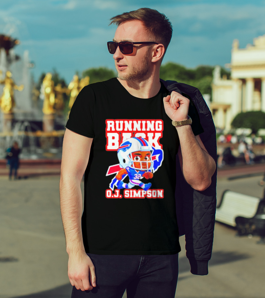 Running Back O.J. Simpson Cartoon Buffalo Bills Football Player T-Shirt