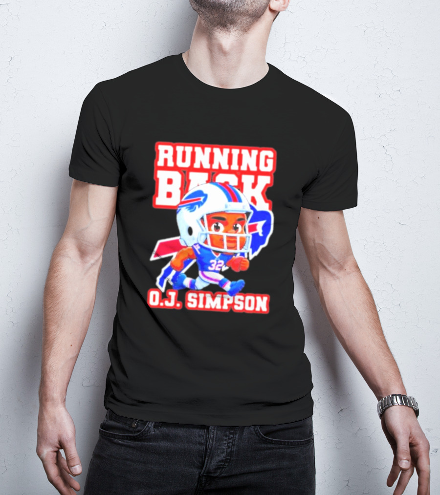 Running Back O.J. Simpson Cartoon Buffalo Bills Football Player T-Shirt