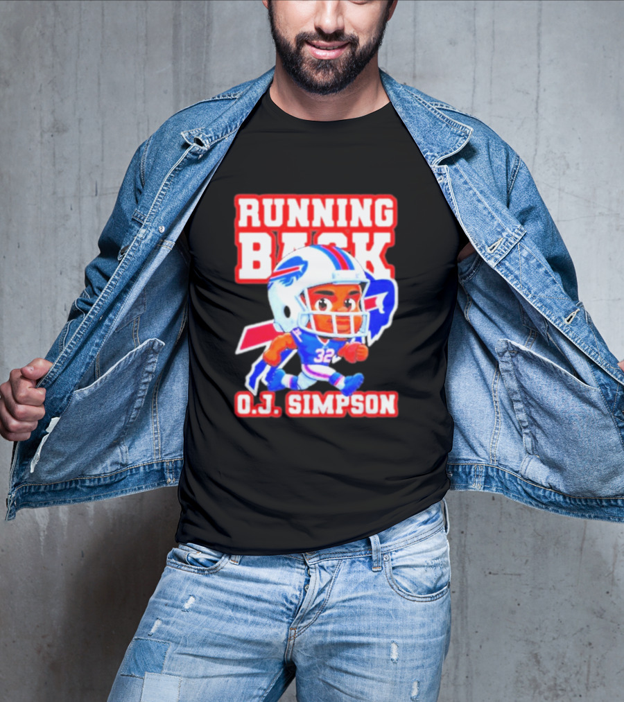 Running Back O.J. Simpson Cartoon Buffalo Bills Football Player T-Shirt