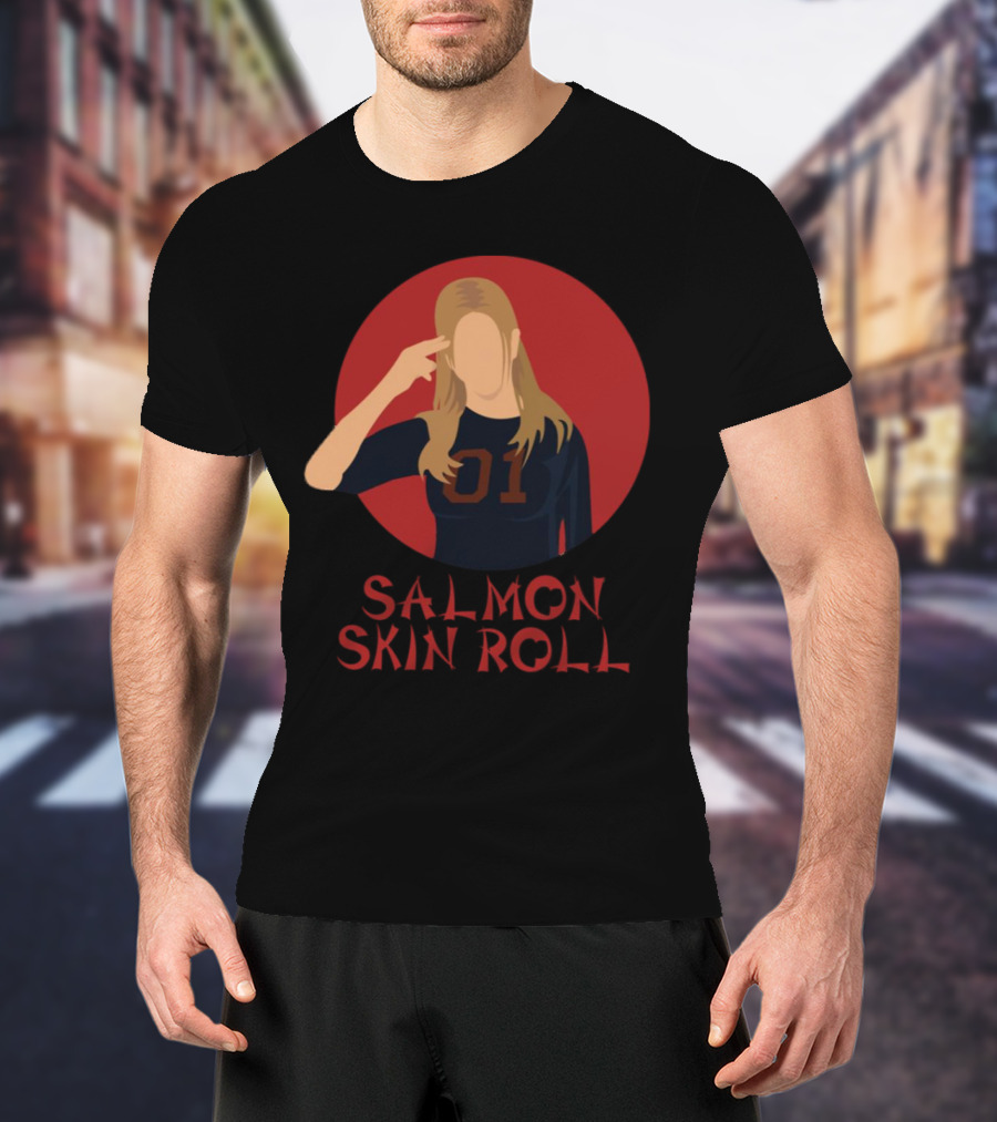 Salmon Skin Roll 01 Gesture Red Circle Background T-Shirt