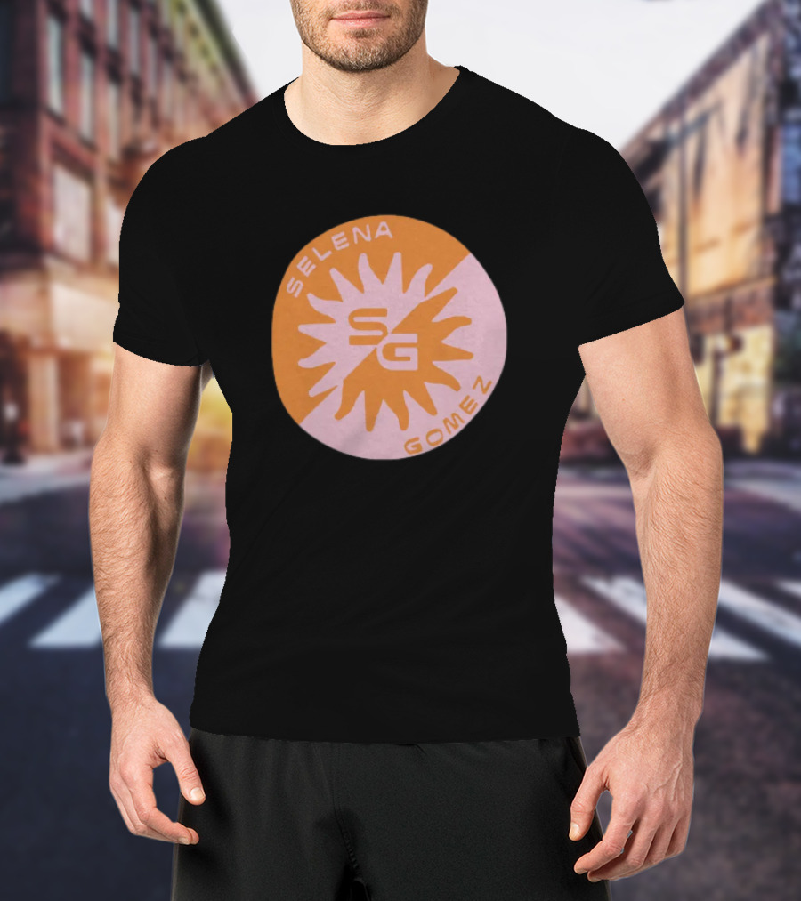 Selena Gomez SG Sunset Logo Circle Orange Pink T-Shirt