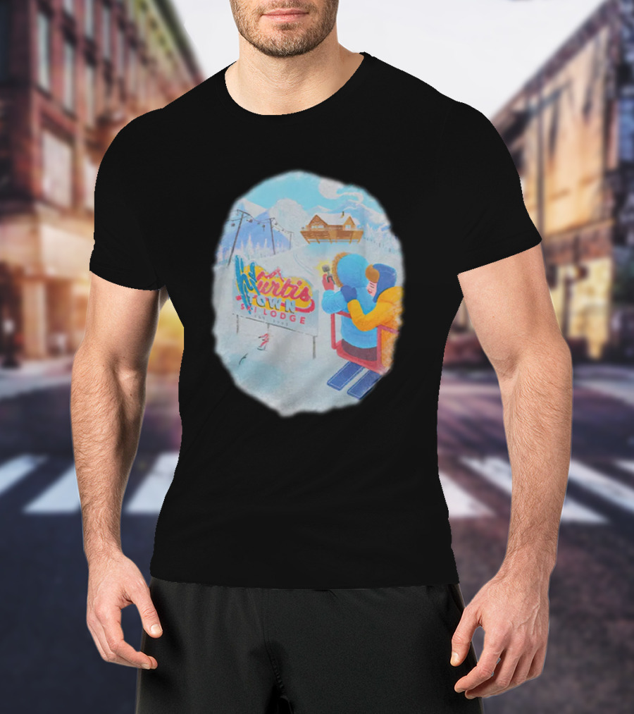 Kurtis Conner Merch Town Ski Lodge Scenic Winter T-Shirt