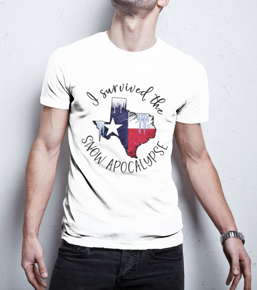 I Survived The Snow Apocalypse Texas Flag Icicles Map T-Shirt