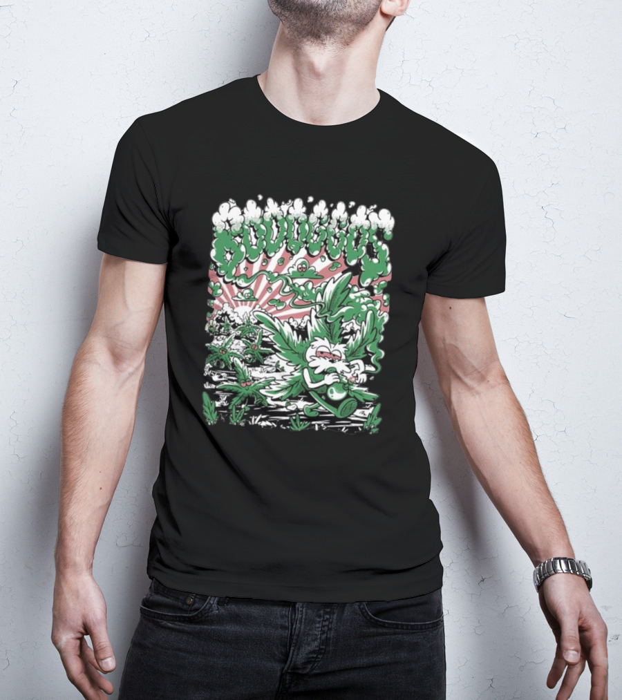 Bodoggos 4-20 Cartoon Dogs With Smoke And Green Leaves T-Shirt