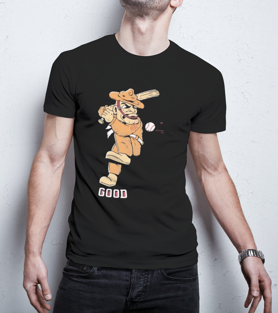 Good Tam Baseball Comic Character Swinging At Pitch T-Shirt