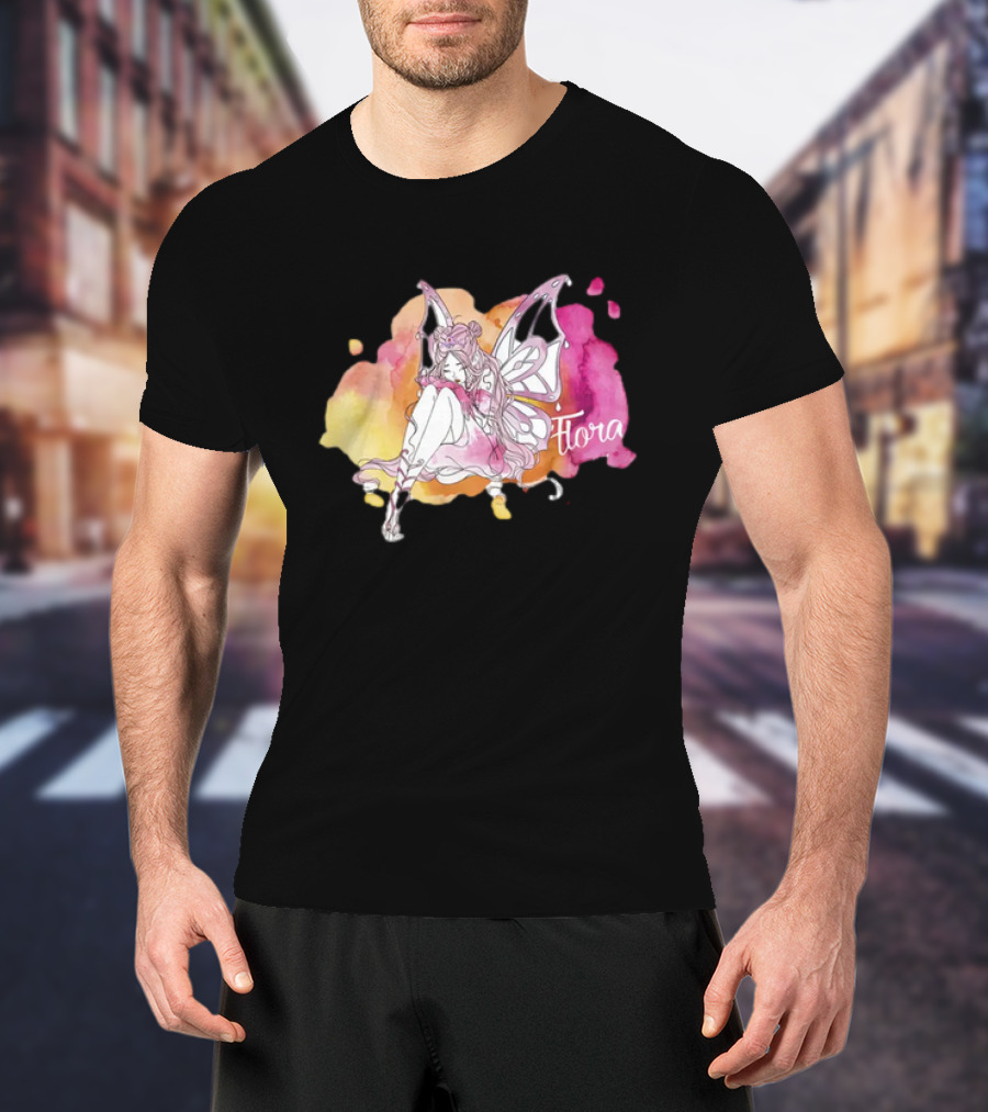 Flora Winx Club Merch Shine Bright Watercolor Wings T-Shirt
