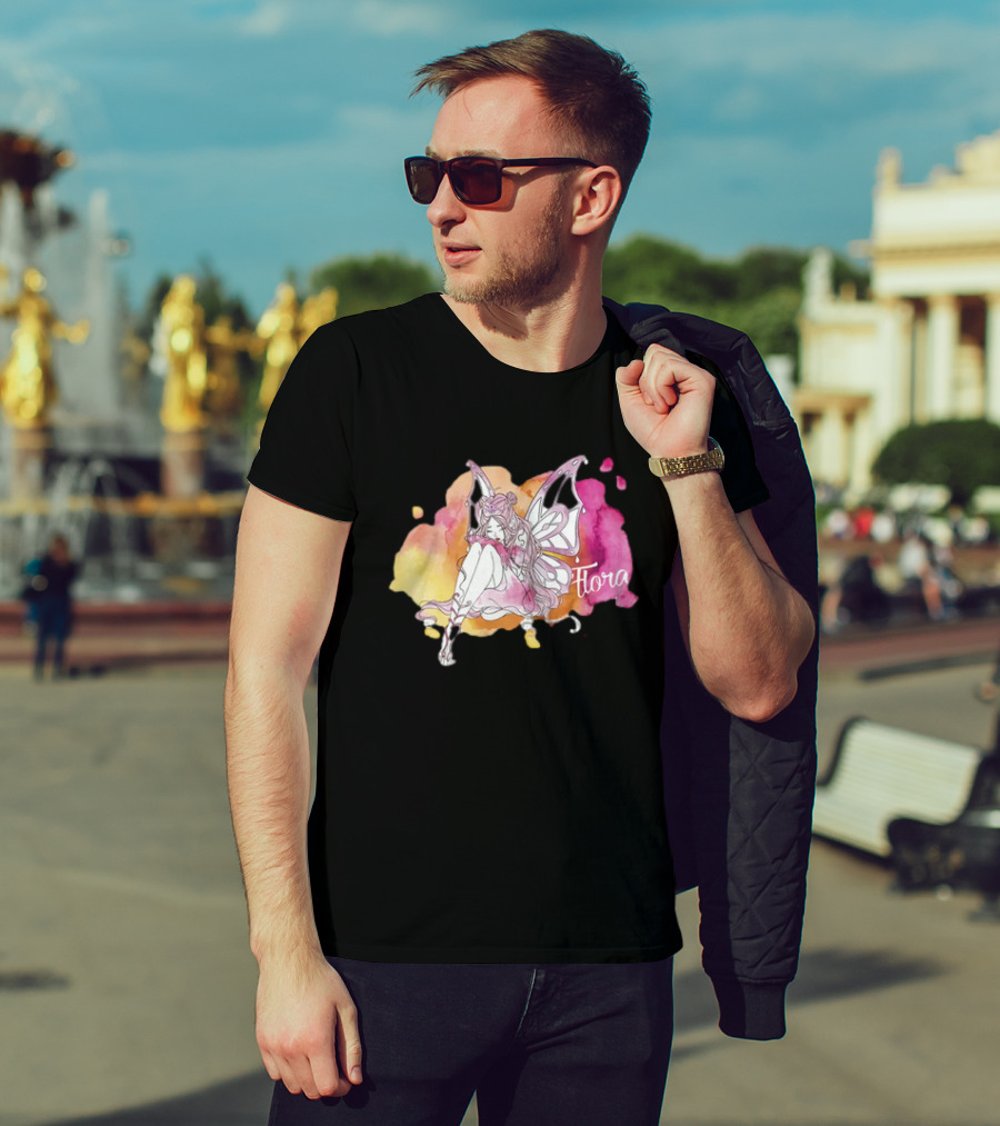 Flora Winx Club Merch Shine Bright Watercolor Wings T-Shirt