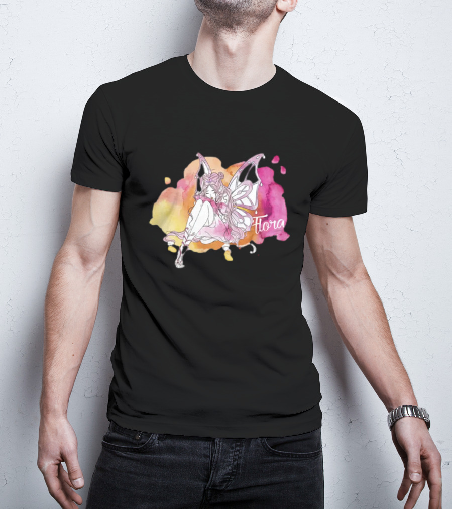 Flora Winx Club Merch Shine Bright Watercolor Wings T-Shirt
