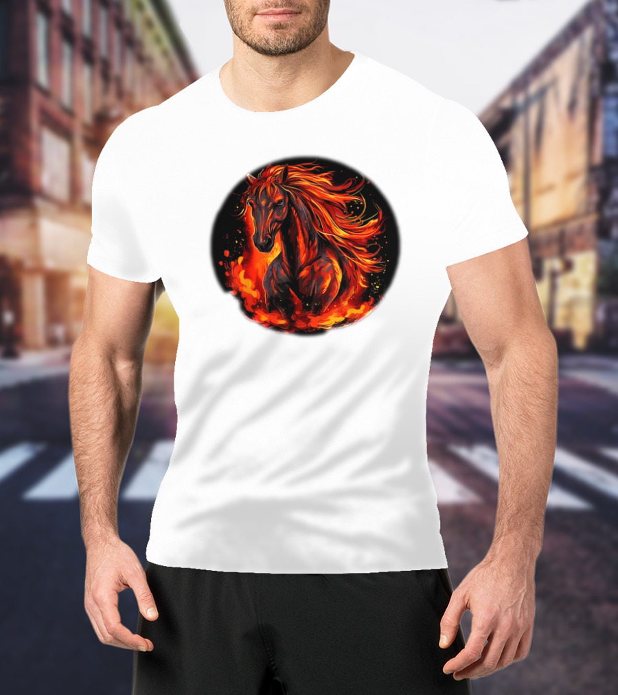 Funny Flaming Horse For Burning Flames Lovers T-Shirt