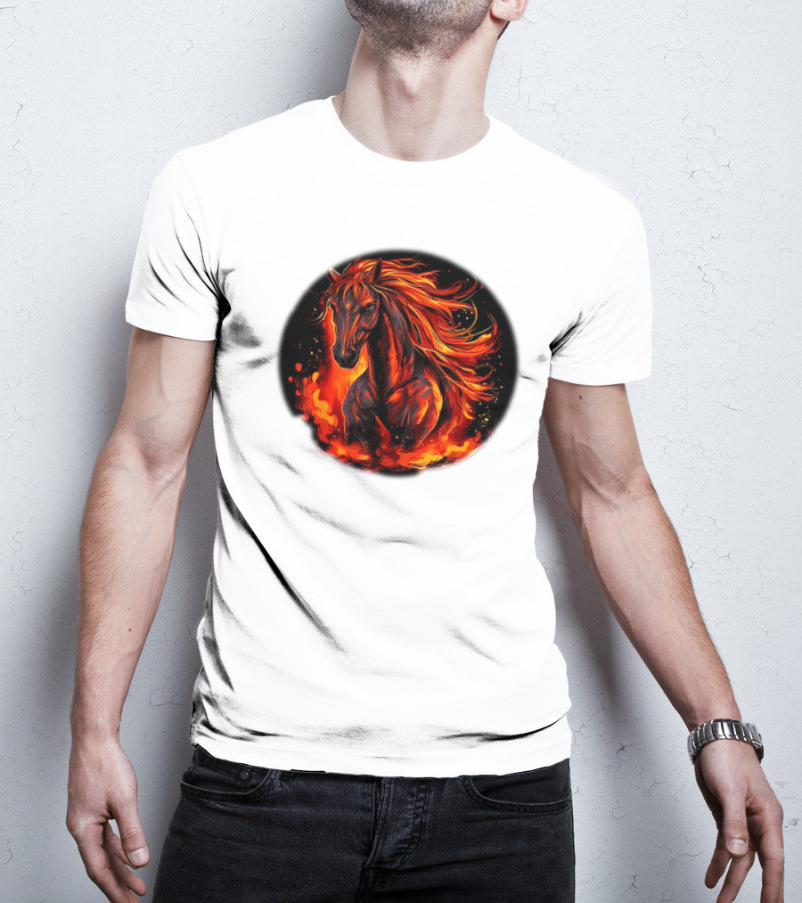 Funny Flaming Horse For Burning Flames Lovers T-Shirt