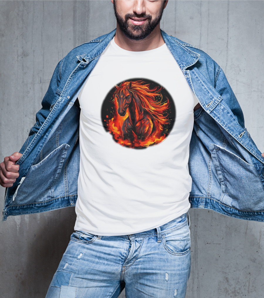 Funny Flaming Horse For Burning Flames Lovers T-Shirt