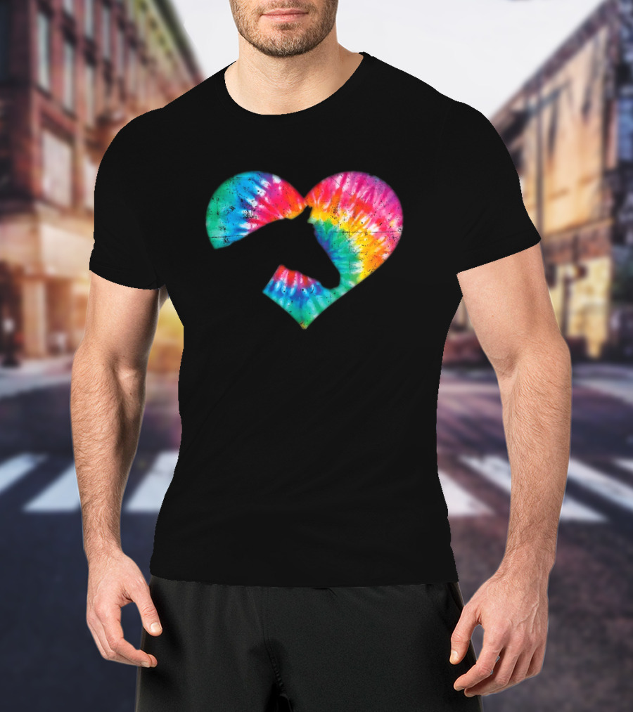 Tie-Dye Heart Horse Lover T-Shirt