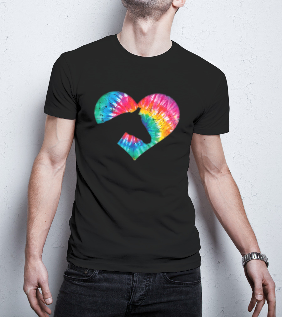 Tie-Dye Heart Horse Lover T-Shirt