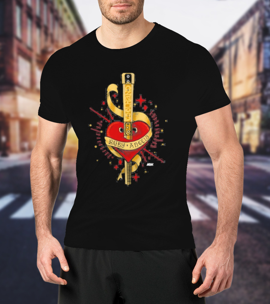 Ruby Angelo Heart Guitar With Ribbon And Stars T-Shirt