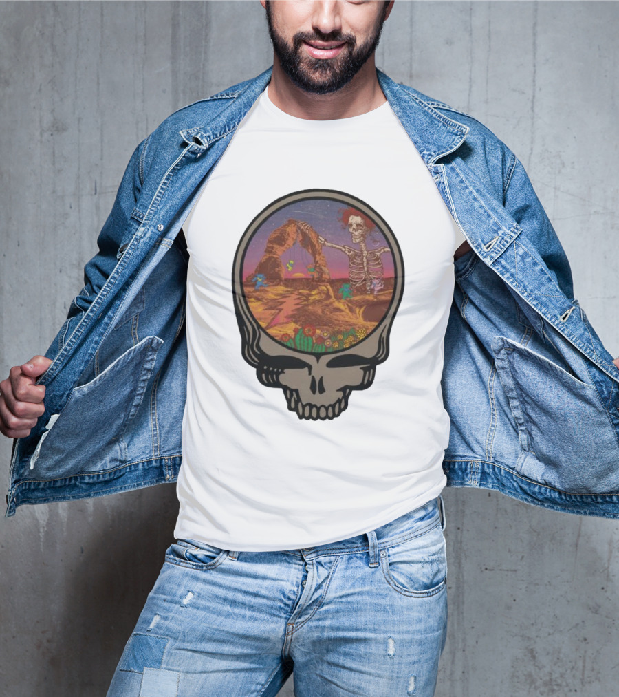 Grateful Dead Skull And Skeleton In Moab Desert Scene T-Shirt