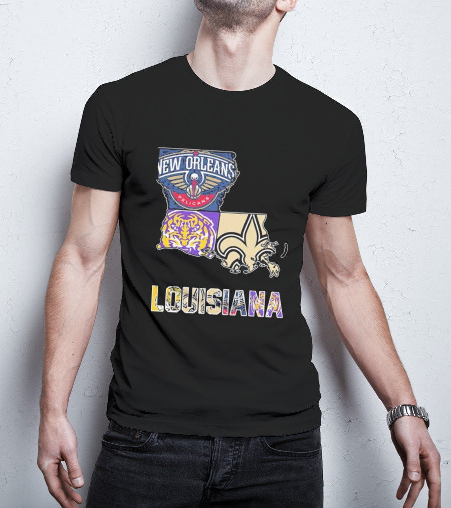 New Orleans Pelicans LSU Tigers New Orleans Saints Louisiana Pride T-Shirt