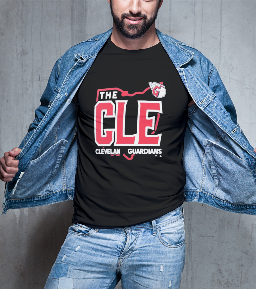 Cleveland Guardians The CLE 216 Map Logo Winged Baseball Emblem T-Shirt
