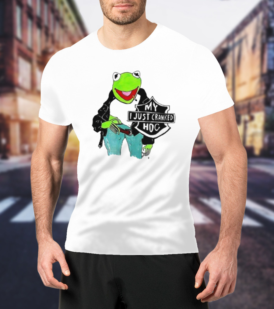 My I Just Cranked Hog Kermit Parody Biker Jacket T-Shirt